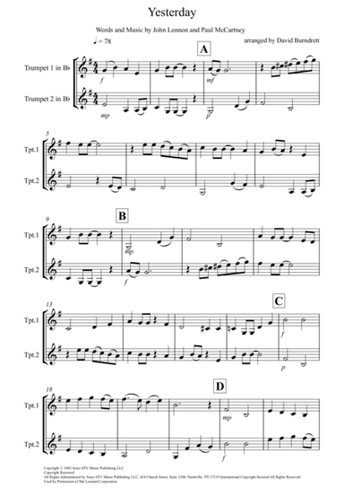 Yesterday (arr. David Burndrett)
