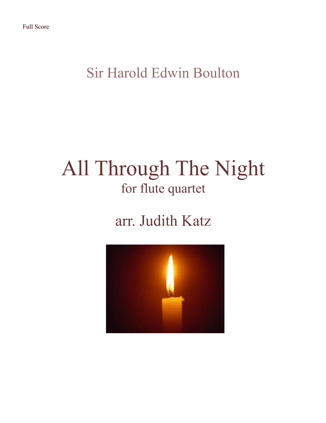 All Through The Night - for flute quartet (arr. Judith Katz)