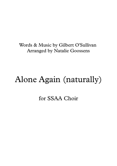Alone Again (naturally) (arr. Natalie Goossens)