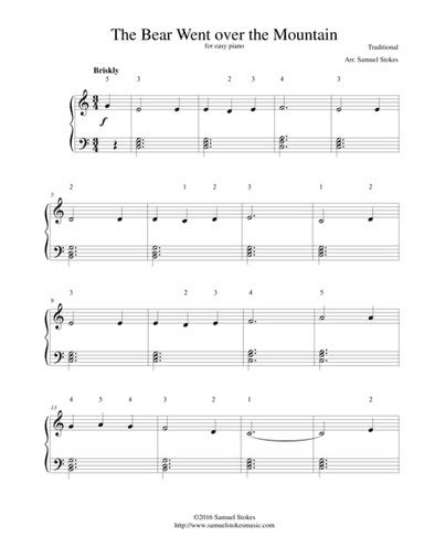 The Bear Went over the Mountain - for easy piano (arr. Samuel Stokes)