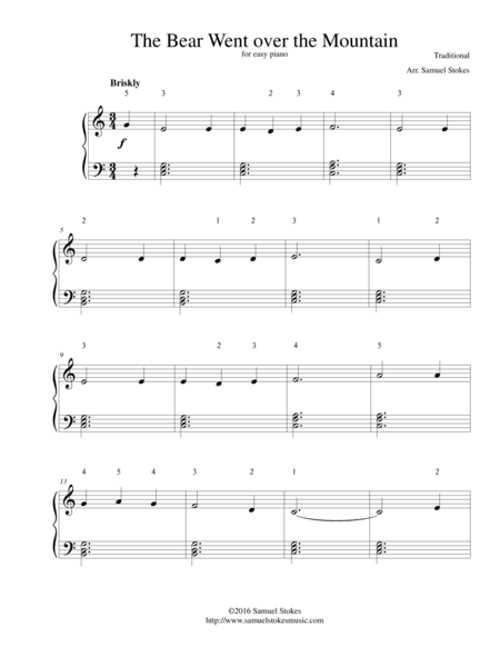 The Bear Went over the Mountain - for easy piano (arr. Samuel Stokes)