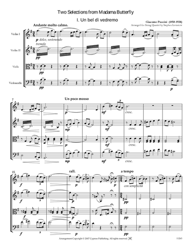 Two Melodies from "Madama Butterfly" (arr. Stephen Levintow)