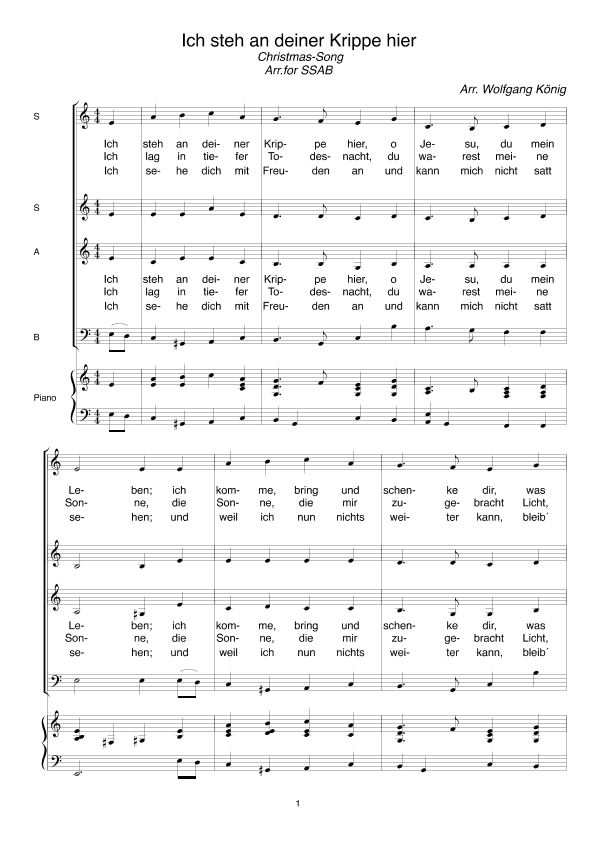 Ich steh an deiner Krippe hier (arr. Wolfgang König)