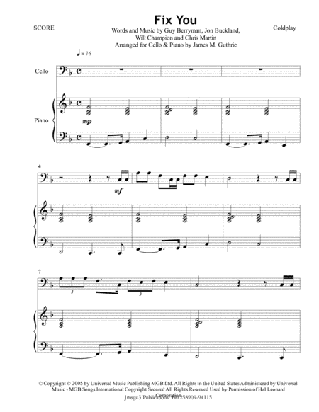 Fix You (arr. James M. Guthrie, ASCAP)