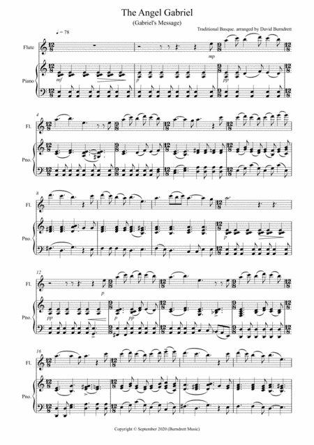 The Angel Gabriel for Flute and Piano (arr. David Burndrett)