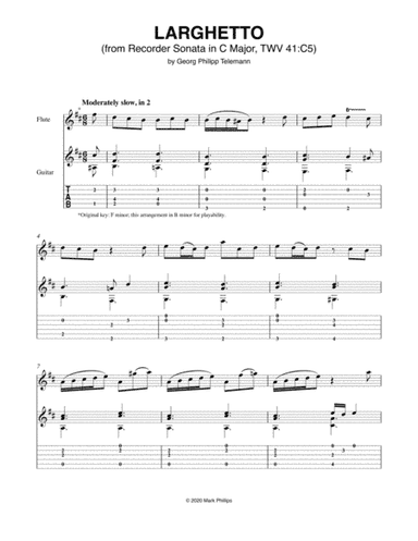 Larghetto (from Recorder Sonata in C Major, TWV 41:C5) (arr. Mark Phillips)