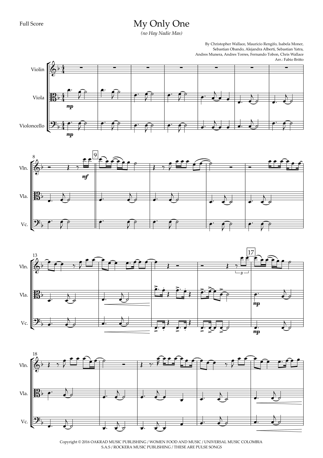 My Only One (no Hay Nadie Mas) (arr. Ottirb Sage)