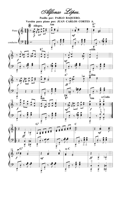 Alfonso López - Pasillo instrumental colombiano por Pablo Baquero (arr. Juan Carlos Cortés Aguirre)