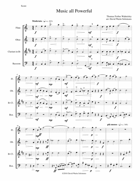 Music all powerful for wind quartet (arr. David Warin Solomons)
