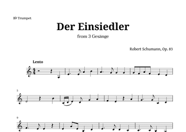 Der Einsiedler by Schumann for Trumpet (arr. Langanho)