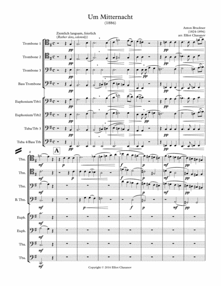 Um Mitternacht for 8 part trombone or low brass choir (arr. Elliot Chasanov)