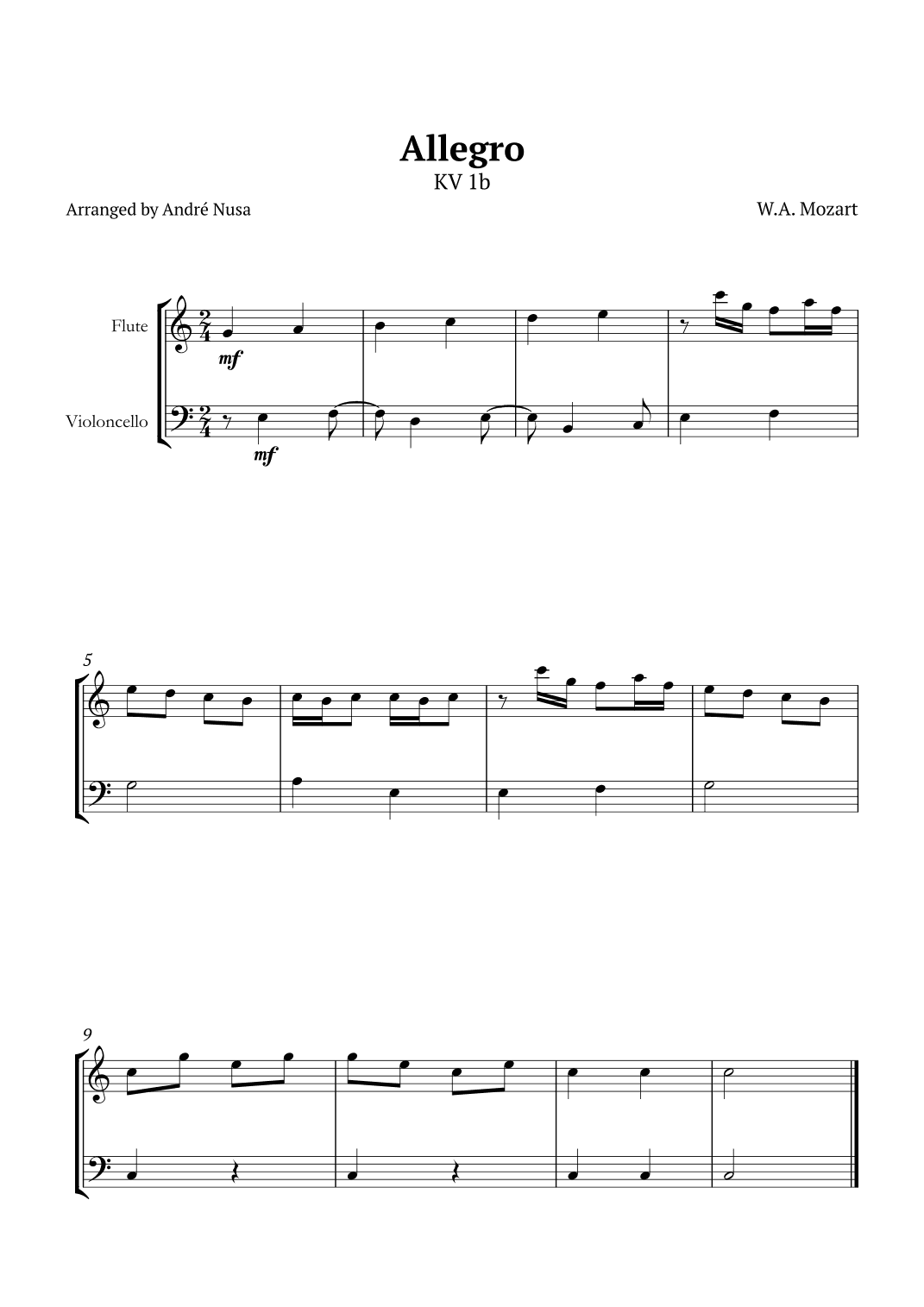 Allegro K1b (arr. André Nusa)