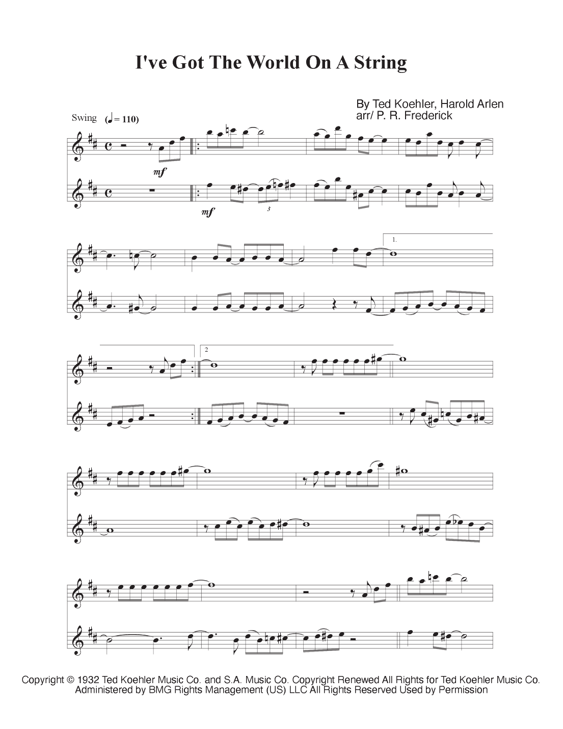 I've Got The World On A String (arr. P. R. Frederick)