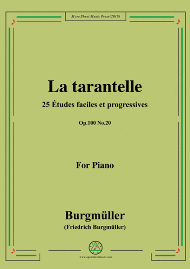Burgmüller-25 Études faciles et progressives, Op.100 No.20,La tarantelle (arr. MSM)