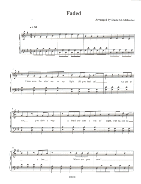 Faded (arr. Diane M. McGahee)