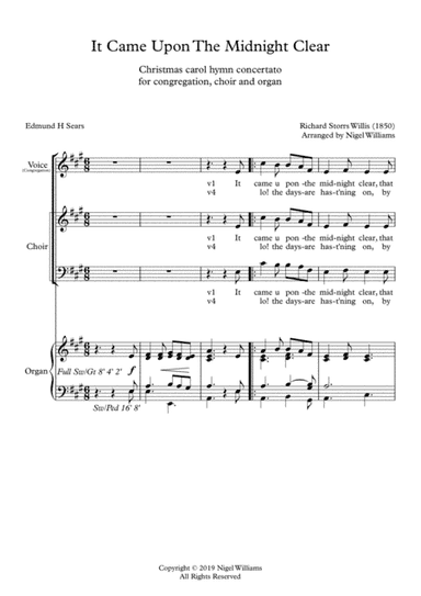 It Came Upon The Midnight Clear, Hymn Concertato for Congregation, Choir and Organ (arr. Nigel Williams)