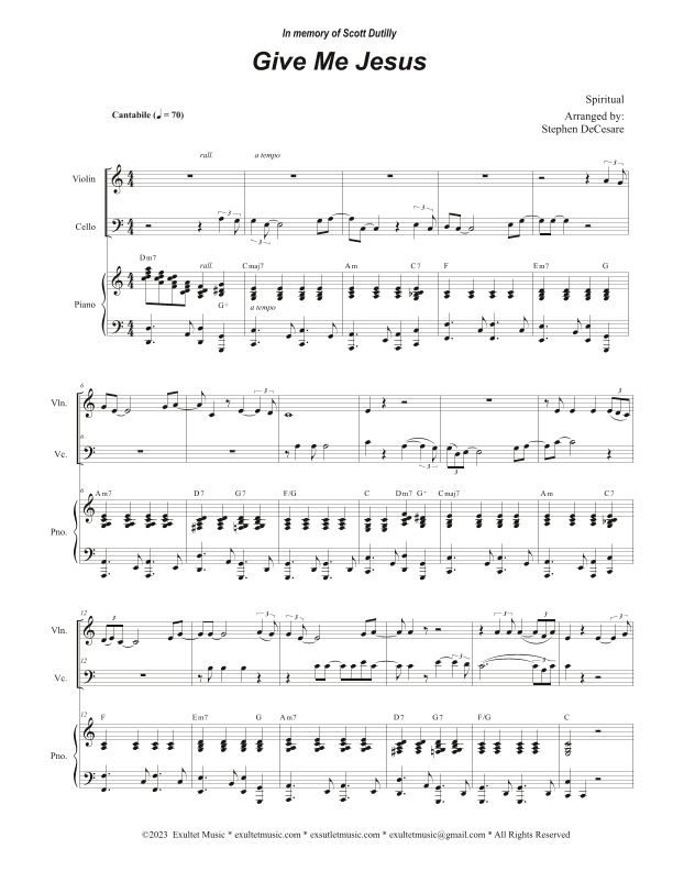 Give Me Jesus (Duet for Violin and Cello) (arr. Stephen DeCesare)