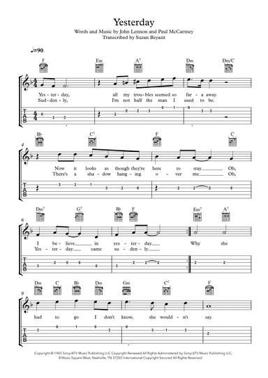 Yesterday (arr. Suzan Beyazit)