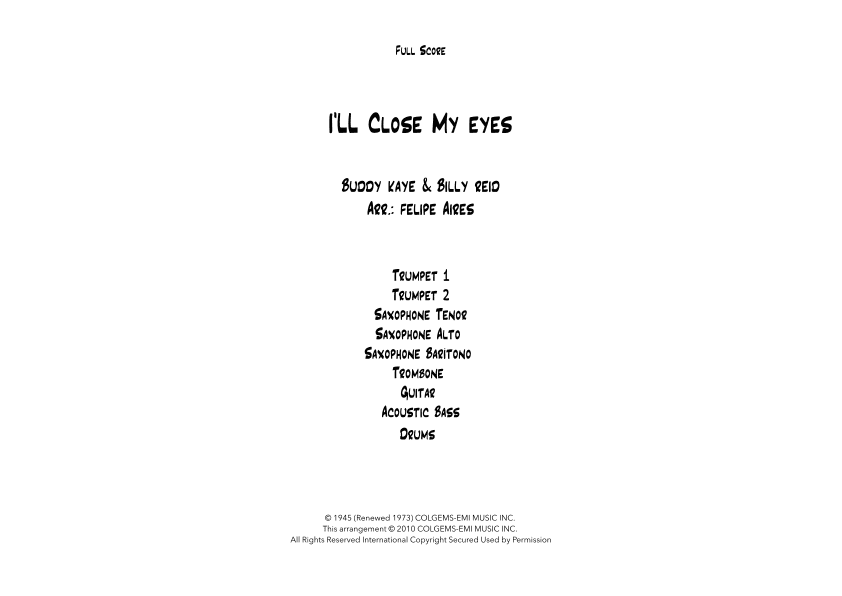 I'll Close My Eyes (arr. Felipe Aires)
