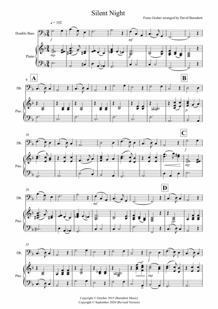 Silent Night for Double Bass and Piano (arr. David Burndrett)