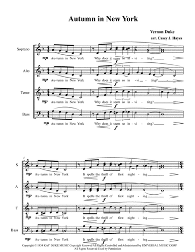 Autumn In New York (arr. Dr. Casey J. Hayes)
