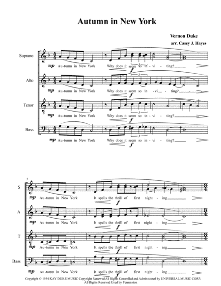 Autumn In New York (arr. Dr. Casey J. Hayes)