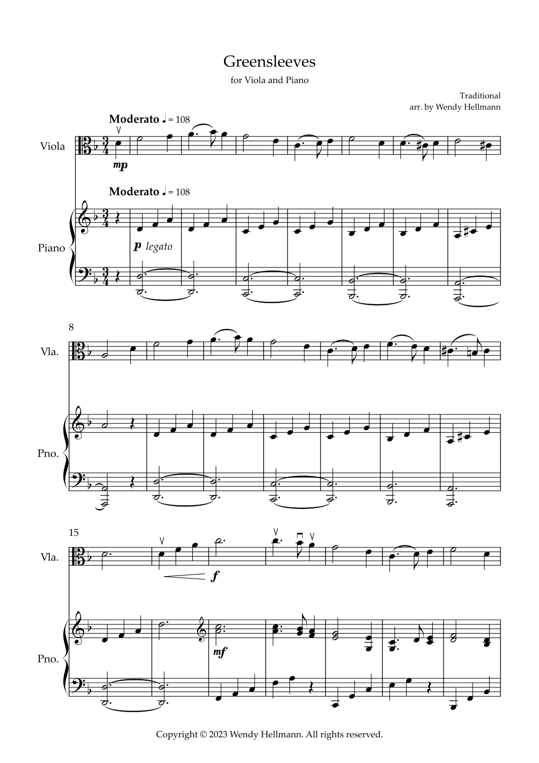 Greensleeves (arr. Wendy Hellmann)