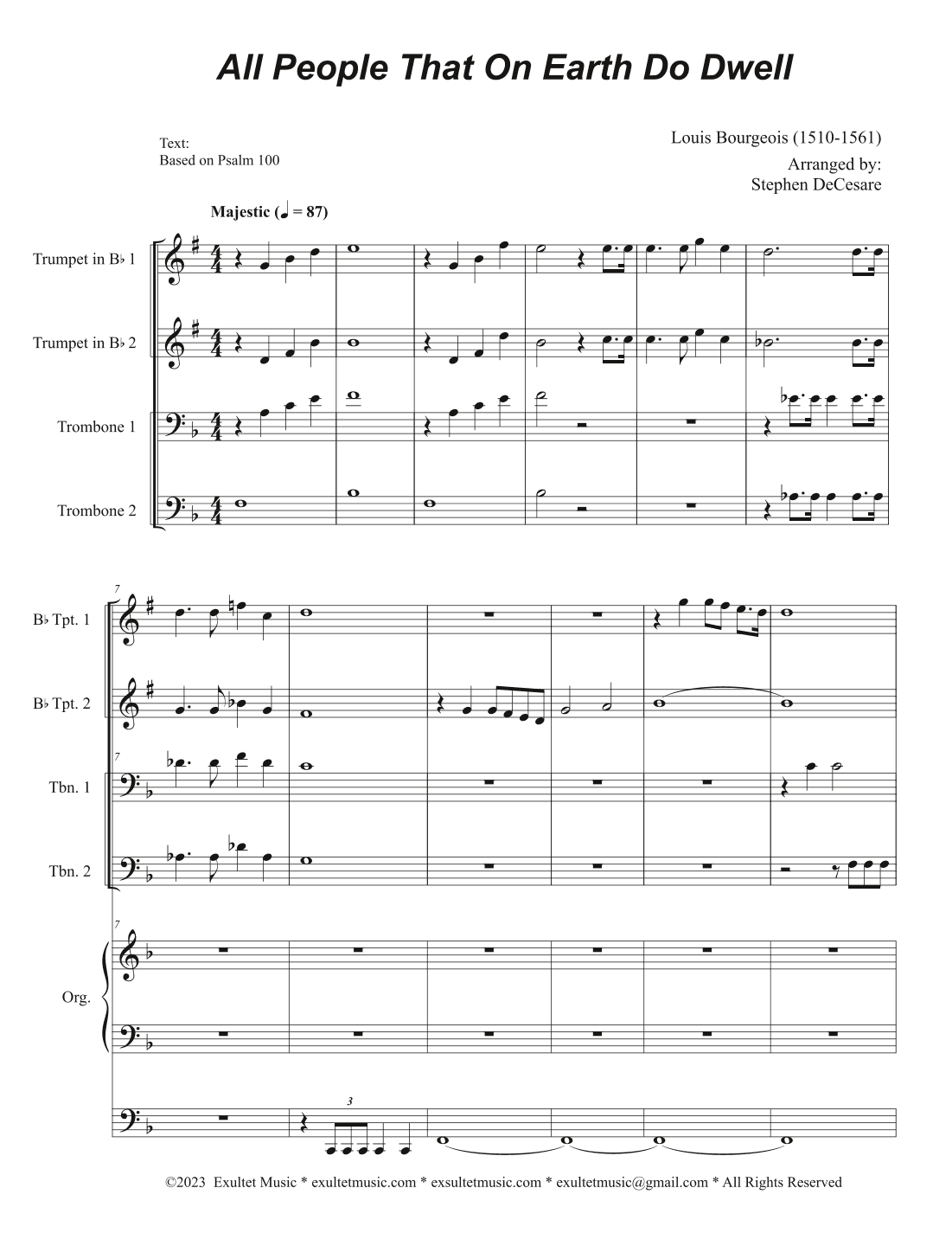 All People That On Earth Do Dwell (SATB) (Full Score - Alternate) - Score Only (arr. Stephen DeCesare)