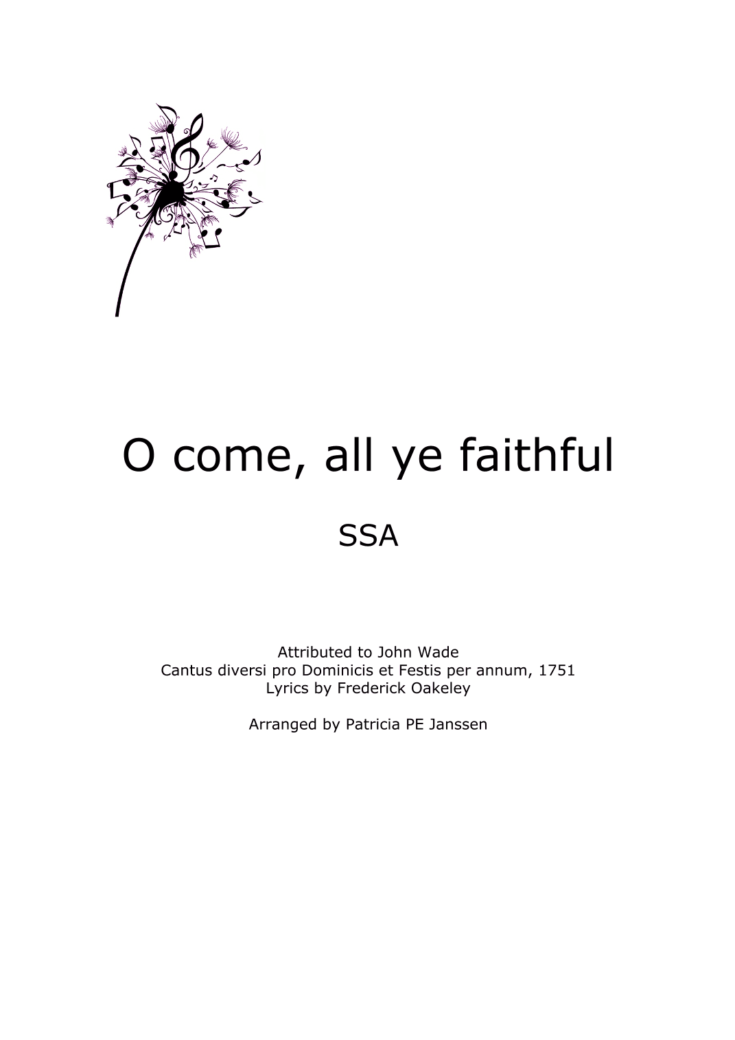 O come, all ye faithful (SSA) (arr. Patricia PE Janssen)