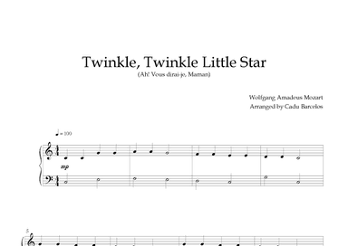 Twinkle, Twinkle Little Star - Easy Piano C Major (arr. Cadu Barcelos)