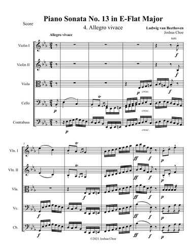 Piano Sonata No. 13, Movement 4 (arr. Joshua Choe)