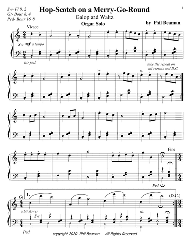 Hop-Scotch on a Merry-Go-Round, Galop and Waltz in Oom-pah style, organ solo