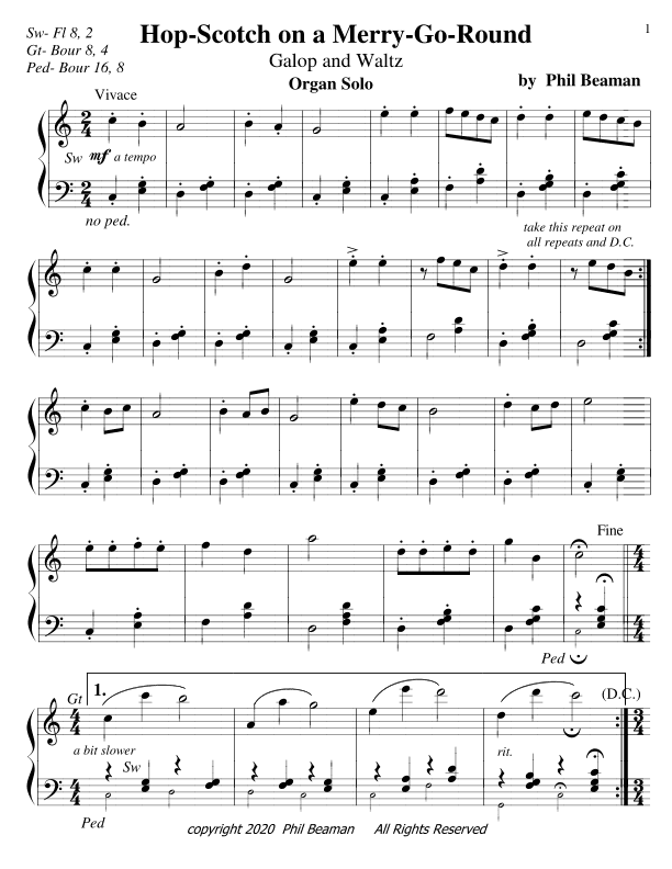 Hop-Scotch on a Merry-Go-Round, Galop and Waltz in Oom-pah style, organ solo