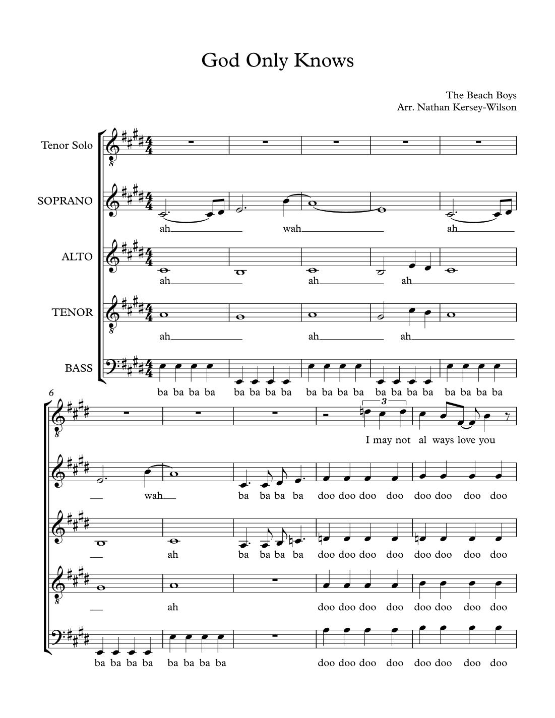 God Only Knows (arr. Nathan Kersey-Wilson)