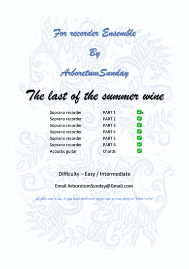 Last Of The Summer Wine Theme (arr. Soprano recorders with acoustic guitar chords)