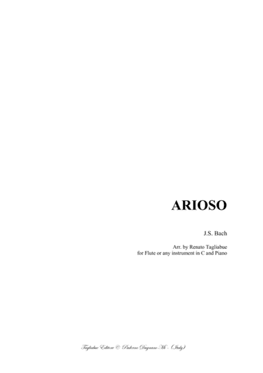 ARIOSO - BWV 156 - Arr. for Flute or any instrument in C and Piano (arr. Renato Tagliabue)
