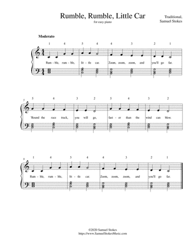 Rumble, Rumble, Little Car (Twinkle, Twinkle, Little Star) - for easy piano (optional voice) (arr. Samuel Stokes)
