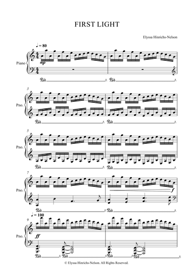 FIRST LIGHT Piano Solo by Elyssa Hinrichs-Nelson