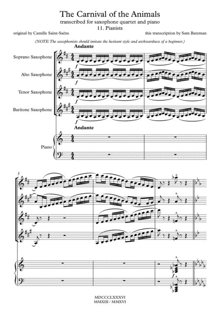 The Carnival of the Animals - 11. Pianists (arr. Sam Bateman)