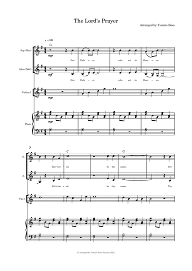 The Lord's Prayer (Our Father) vocal duet violin and piano