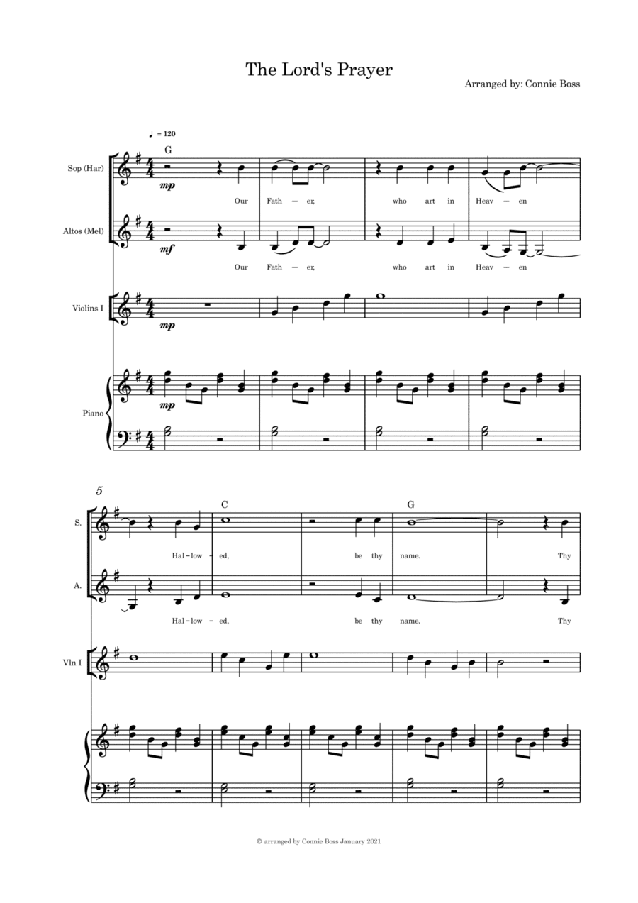 The Lord's Prayer (Our Father) vocal duet violin and piano