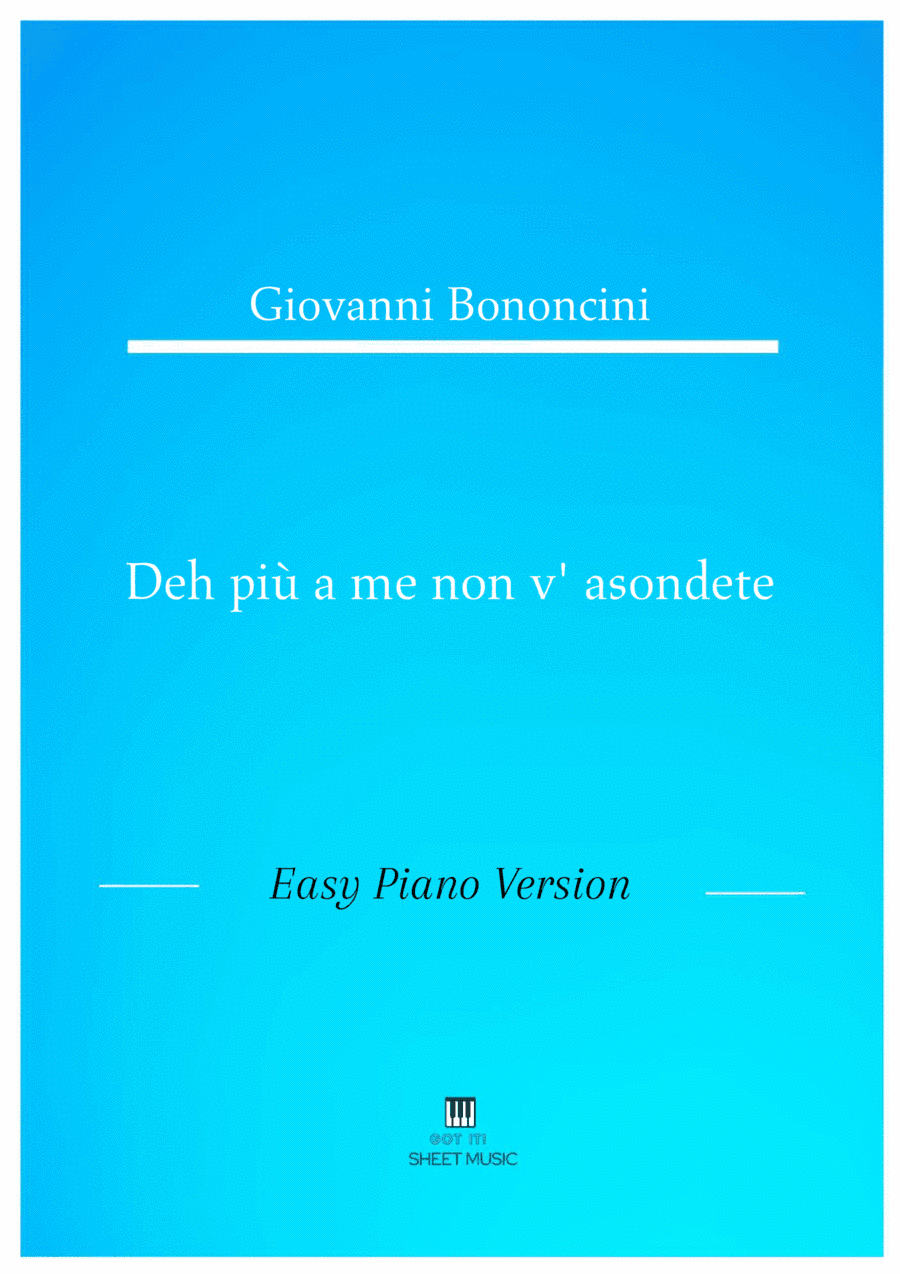 Giovanni Bononcini - Deh pi a me non v_asondete (Easy Piano Version) (arr. ANDRE LAITANO)