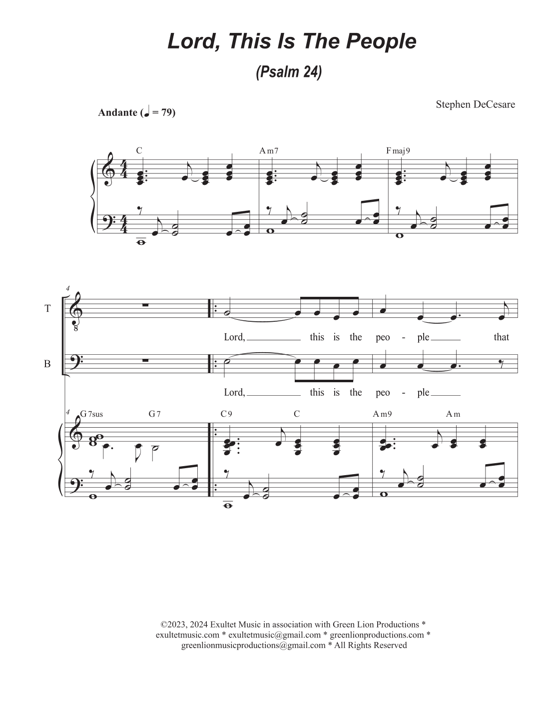 Lord, This Is The People (Psalm 24) (Duet for Tenor and Bass solo)