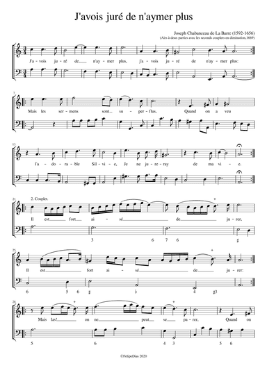 J'avois juré de n'aymer plus (arr. Early Music Scores)