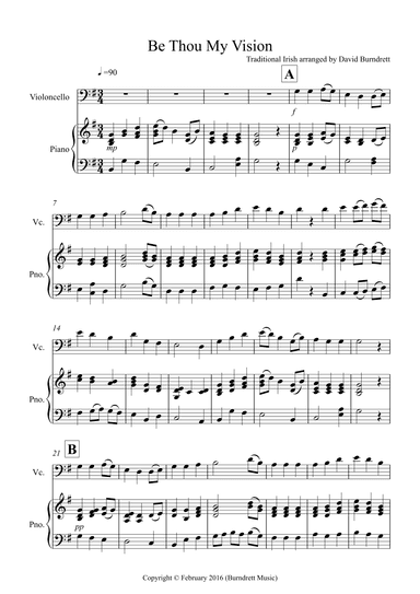 Be Thou My Vision for Cello and Piano (arr. David Burndrett)