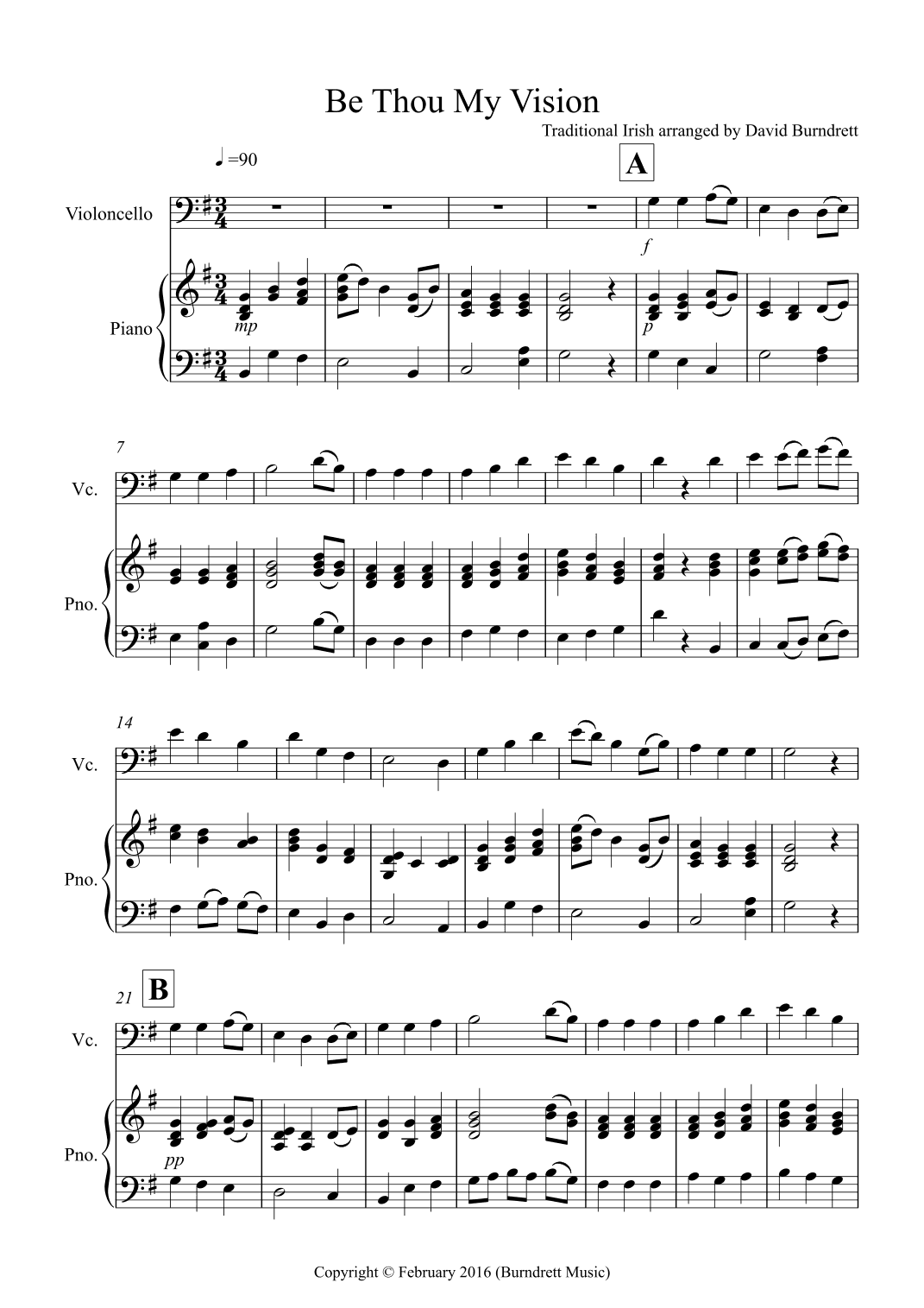 Be Thou My Vision for Cello and Piano (arr. David Burndrett)