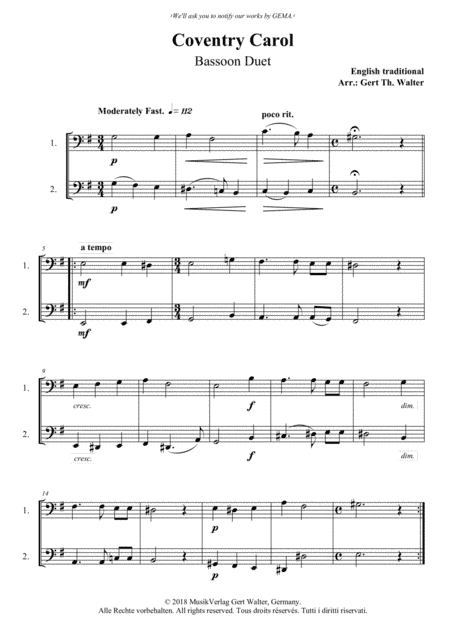Coventry Carol (arr. Gert Th. Walter)