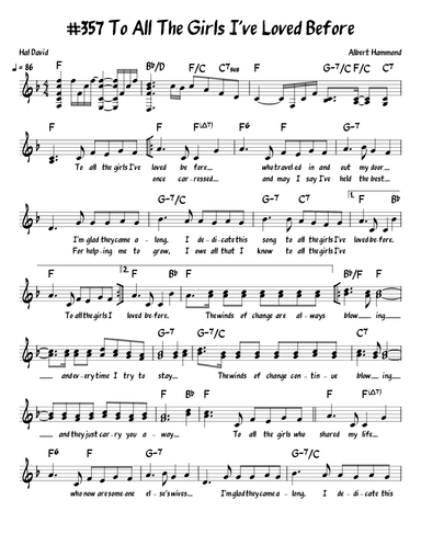 To All The Girls I've Loved Before (arr. John Fries)