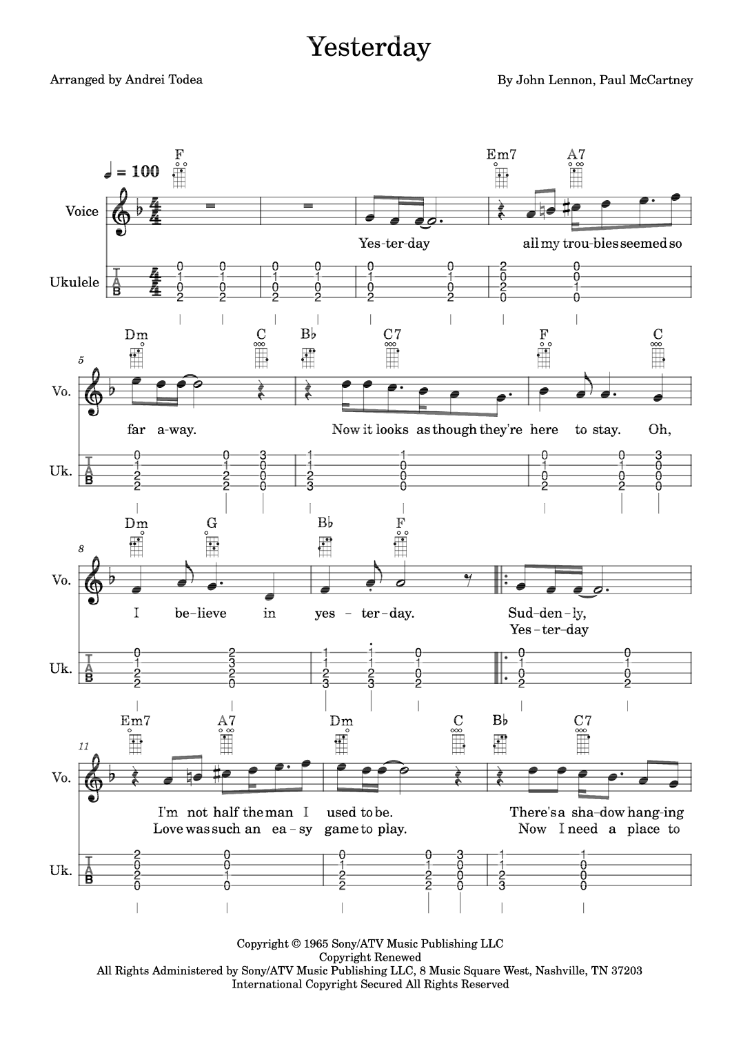 Yesterday (arr. Andrei Todea)
