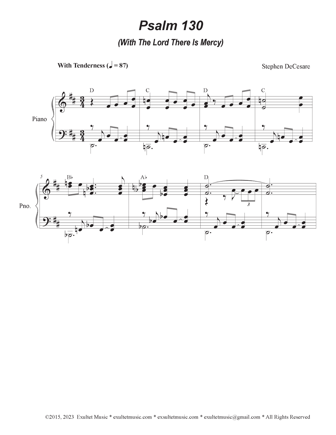 Psalm 130 (With The Lord There Is Mercy) (Vocal Quartet - (SATB)